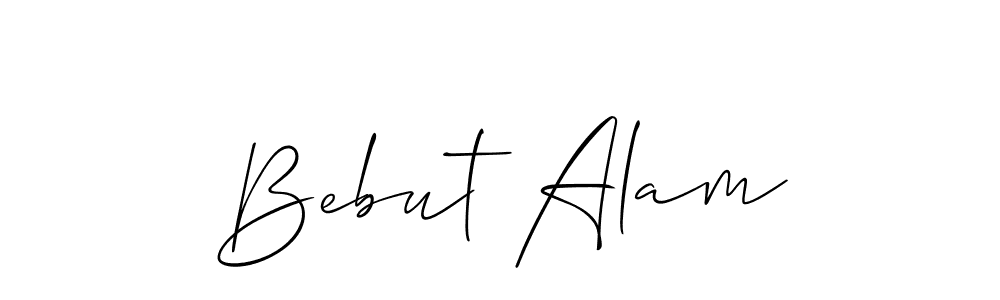 It looks lik you need a new signature style for name Bebut Alam. Design unique handwritten (Allison_Script) signature with our free signature maker in just a few clicks. Bebut Alam signature style 2 images and pictures png