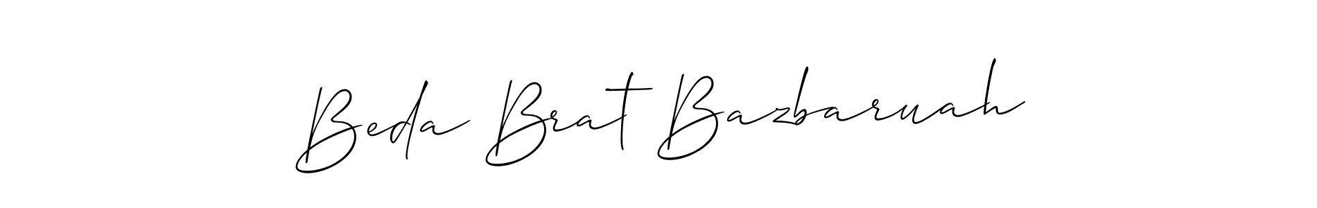 if you are searching for the best signature style for your name Beda Brat Bazbaruah. so please give up your signature search. here we have designed multiple signature styles  using Allison_Script. Beda Brat Bazbaruah signature style 2 images and pictures png