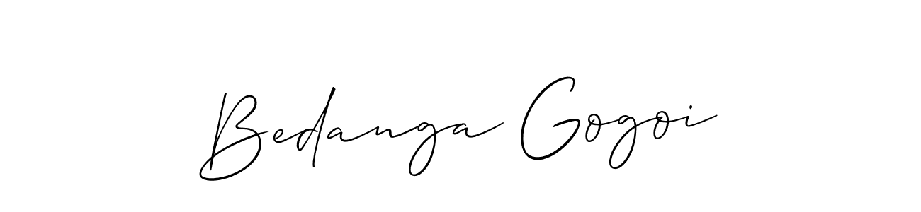 This is the best signature style for the Bedanga Gogoi name. Also you like these signature font (Allison_Script). Mix name signature. Bedanga Gogoi signature style 2 images and pictures png