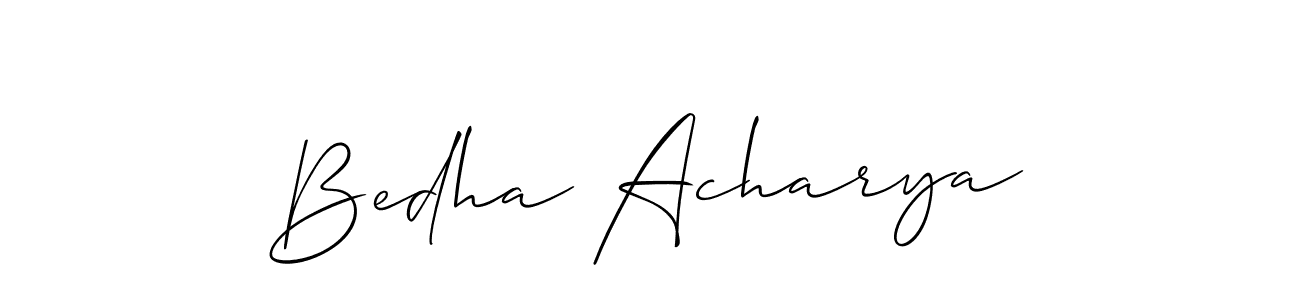 Also You can easily find your signature by using the search form. We will create Bedha Acharya name handwritten signature images for you free of cost using Allison_Script sign style. Bedha Acharya signature style 2 images and pictures png