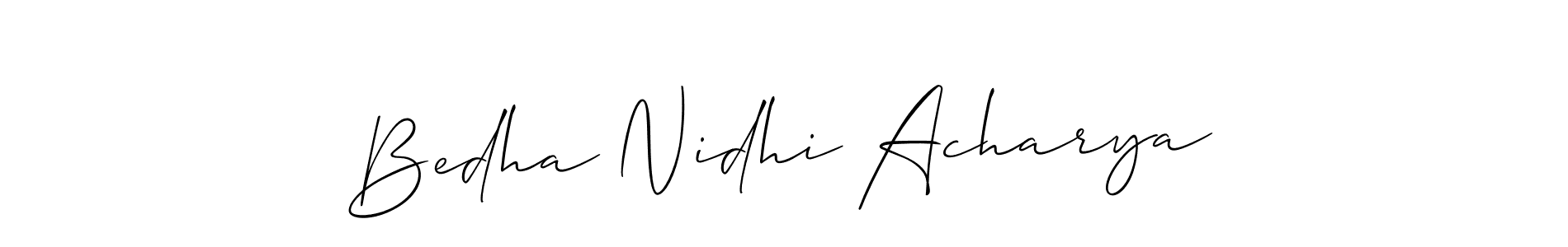 Make a beautiful signature design for name Bedha Nidhi Acharya. With this signature (Allison_Script) style, you can create a handwritten signature for free. Bedha Nidhi Acharya signature style 2 images and pictures png