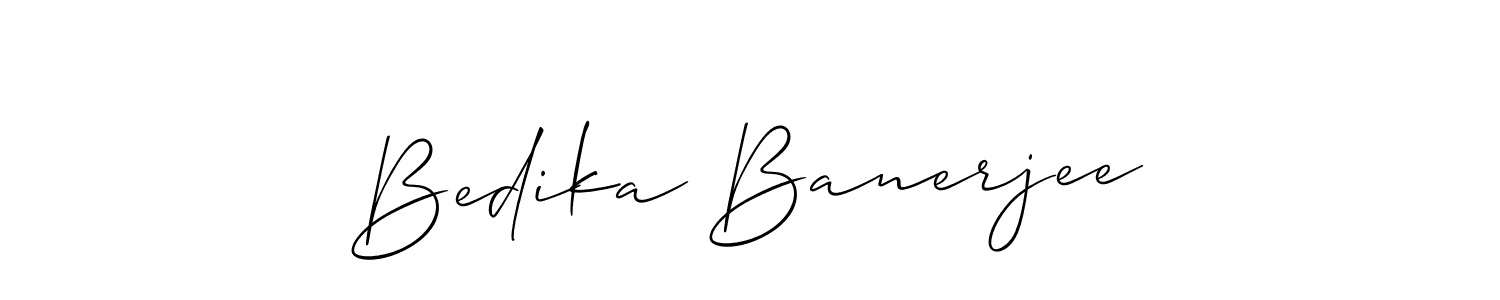 Allison_Script is a professional signature style that is perfect for those who want to add a touch of class to their signature. It is also a great choice for those who want to make their signature more unique. Get Bedika Banerjee name to fancy signature for free. Bedika Banerjee signature style 2 images and pictures png