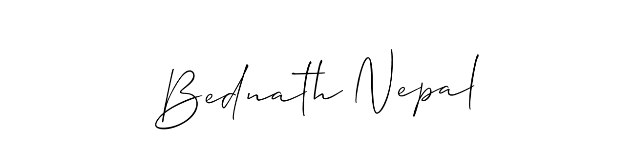 Also we have Bednath Nepal name is the best signature style. Create professional handwritten signature collection using Allison_Script autograph style. Bednath Nepal signature style 2 images and pictures png