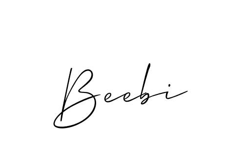 It looks lik you need a new signature style for name Beebi. Design unique handwritten (Allison_Script) signature with our free signature maker in just a few clicks. Beebi signature style 2 images and pictures png
