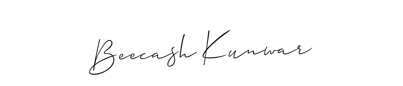 Use a signature maker to create a handwritten signature online. With this signature software, you can design (Allison_Script) your own signature for name Beecash Kunwar. Beecash Kunwar signature style 2 images and pictures png