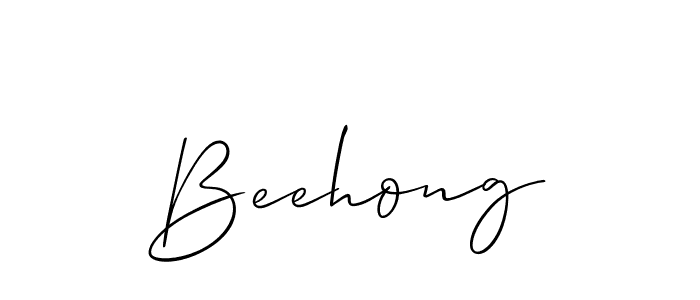 You should practise on your own different ways (Allison_Script) to write your name (Beehong) in signature. don't let someone else do it for you. Beehong signature style 2 images and pictures png