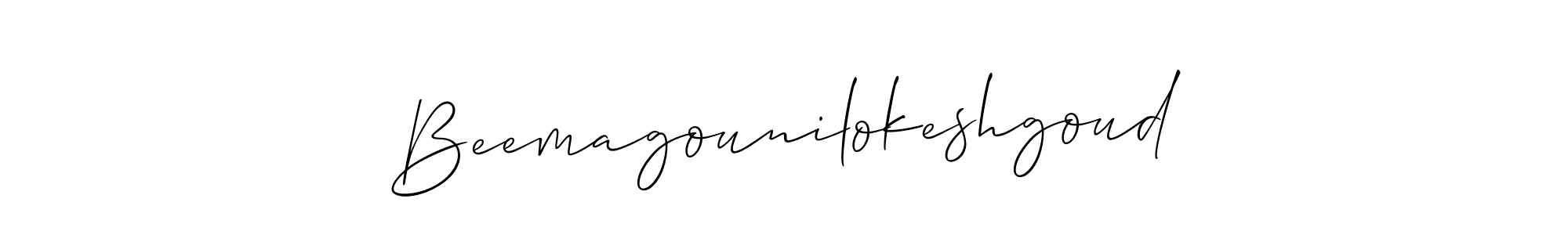 Allison_Script is a professional signature style that is perfect for those who want to add a touch of class to their signature. It is also a great choice for those who want to make their signature more unique. Get Beemagounilokeshgoud name to fancy signature for free. Beemagounilokeshgoud signature style 2 images and pictures png