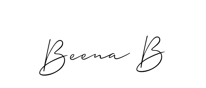 Design your own signature with our free online signature maker. With this signature software, you can create a handwritten (Allison_Script) signature for name Beena B. Beena B signature style 2 images and pictures png