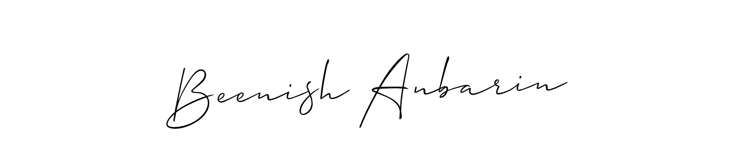 Also we have Beenish Anbarin name is the best signature style. Create professional handwritten signature collection using Allison_Script autograph style. Beenish Anbarin signature style 2 images and pictures png