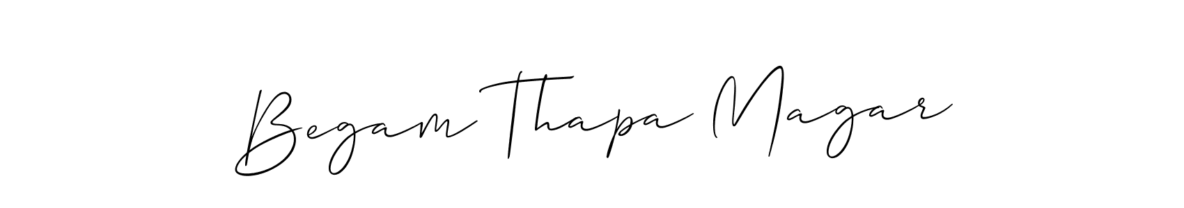 Allison_Script is a professional signature style that is perfect for those who want to add a touch of class to their signature. It is also a great choice for those who want to make their signature more unique. Get Begam Thapa Magar name to fancy signature for free. Begam Thapa Magar signature style 2 images and pictures png