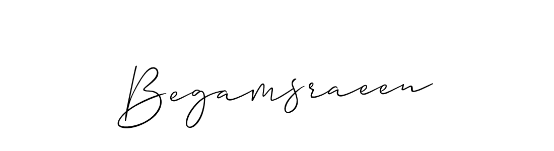 Create a beautiful signature design for name Begamsraeen. With this signature (Allison_Script) fonts, you can make a handwritten signature for free. Begamsraeen signature style 2 images and pictures png