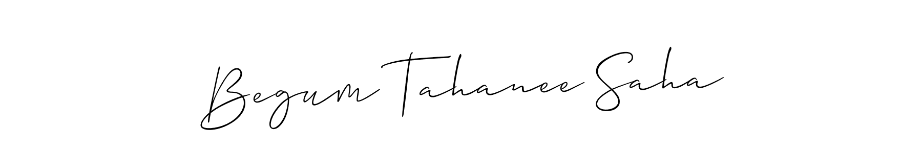 It looks lik you need a new signature style for name Begum Tahanee Saha. Design unique handwritten (Allison_Script) signature with our free signature maker in just a few clicks. Begum Tahanee Saha signature style 2 images and pictures png