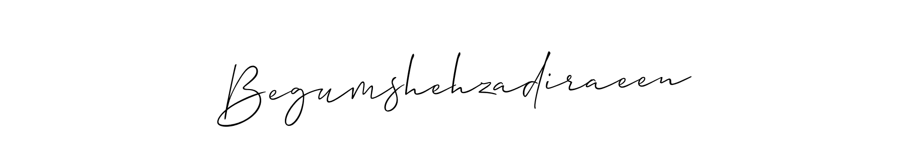 Make a short Begumshehzadiraeen signature style. Manage your documents anywhere anytime using Allison_Script. Create and add eSignatures, submit forms, share and send files easily. Begumshehzadiraeen signature style 2 images and pictures png