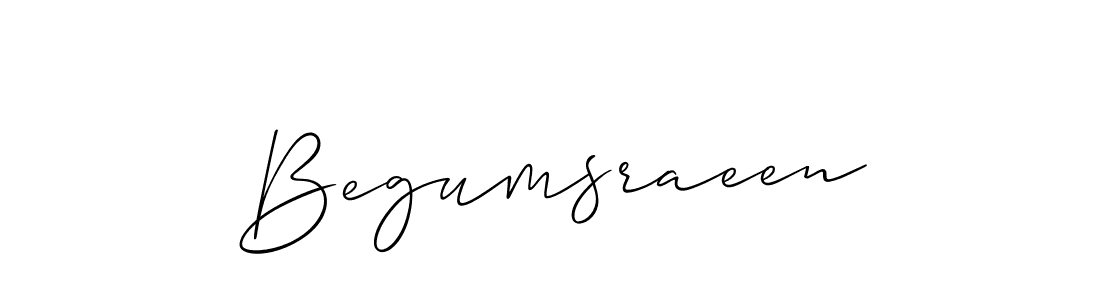 Make a beautiful signature design for name Begumsraeen. With this signature (Allison_Script) style, you can create a handwritten signature for free. Begumsraeen signature style 2 images and pictures png