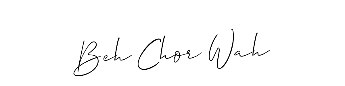 Allison_Script is a professional signature style that is perfect for those who want to add a touch of class to their signature. It is also a great choice for those who want to make their signature more unique. Get Beh Chor Wah name to fancy signature for free. Beh Chor Wah signature style 2 images and pictures png