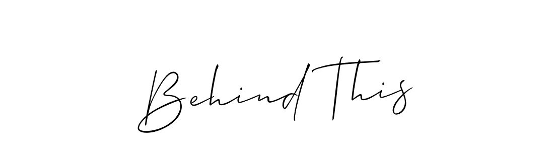 How to make Behind This name signature. Use Allison_Script style for creating short signs online. This is the latest handwritten sign. Behind This signature style 2 images and pictures png