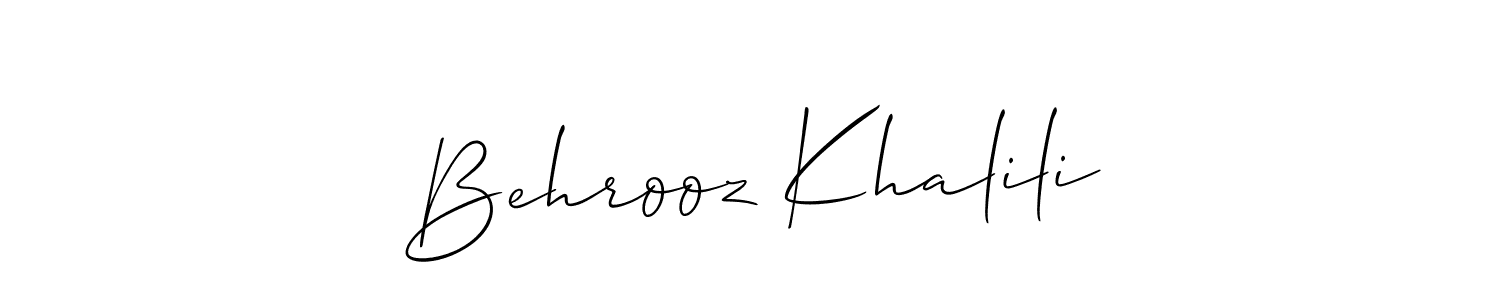 Also You can easily find your signature by using the search form. We will create Behrooz Khalili name handwritten signature images for you free of cost using Allison_Script sign style. Behrooz Khalili signature style 2 images and pictures png