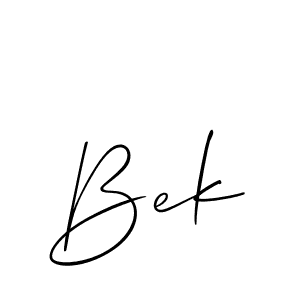 Use a signature maker to create a handwritten signature online. With this signature software, you can design (Allison_Script) your own signature for name Bek. Bek signature style 2 images and pictures png