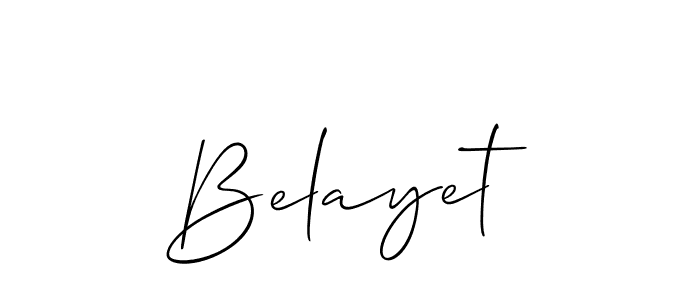 Use a signature maker to create a handwritten signature online. With this signature software, you can design (Allison_Script) your own signature for name Belayet. Belayet signature style 2 images and pictures png