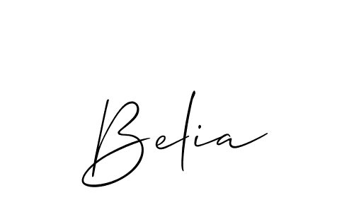 Use a signature maker to create a handwritten signature online. With this signature software, you can design (Allison_Script) your own signature for name Belia. Belia signature style 2 images and pictures png