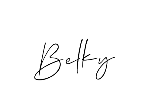 The best way (Allison_Script) to make a short signature is to pick only two or three words in your name. The name Belky include a total of six letters. For converting this name. Belky signature style 2 images and pictures png