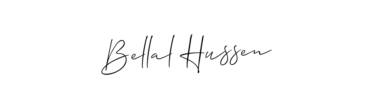 The best way (Allison_Script) to make a short signature is to pick only two or three words in your name. The name Bellal Hussen include a total of six letters. For converting this name. Bellal Hussen signature style 2 images and pictures png