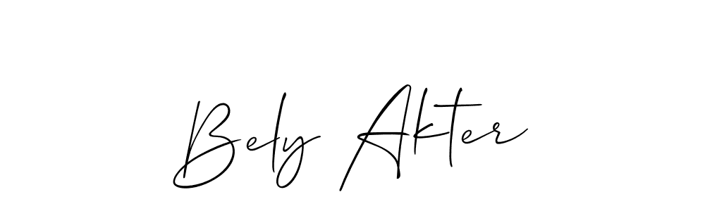 How to make Bely Akter name signature. Use Allison_Script style for creating short signs online. This is the latest handwritten sign. Bely Akter signature style 2 images and pictures png
