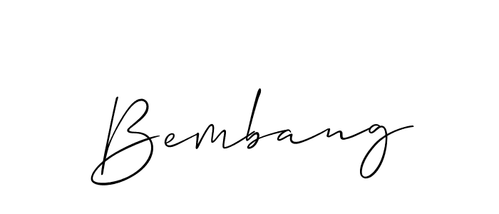 Similarly Allison_Script is the best handwritten signature design. Signature creator online .You can use it as an online autograph creator for name Bembang. Bembang signature style 2 images and pictures png