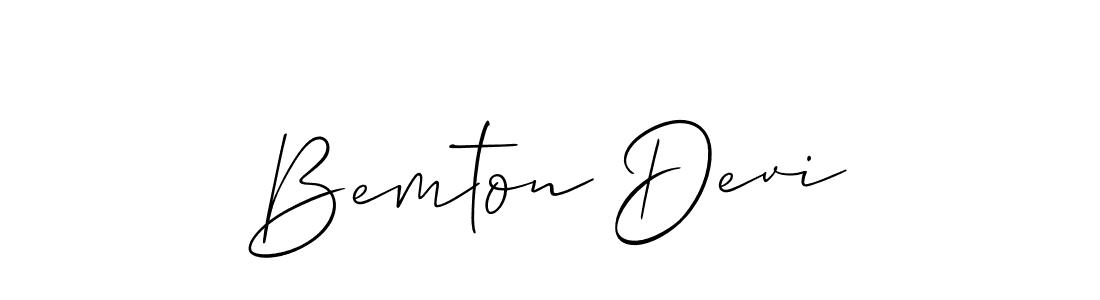 It looks lik you need a new signature style for name Bemton Devi. Design unique handwritten (Allison_Script) signature with our free signature maker in just a few clicks. Bemton Devi signature style 2 images and pictures png