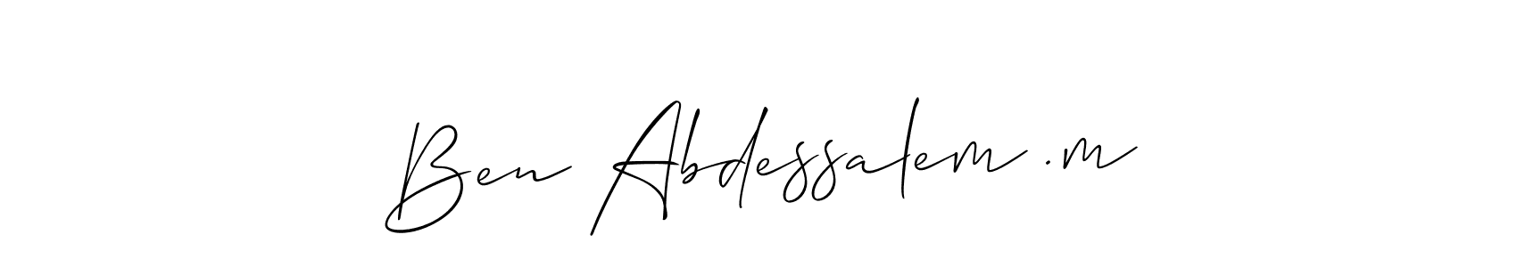 Similarly Allison_Script is the best handwritten signature design. Signature creator online .You can use it as an online autograph creator for name Ben Abdessalem .m. Ben Abdessalem .m signature style 2 images and pictures png