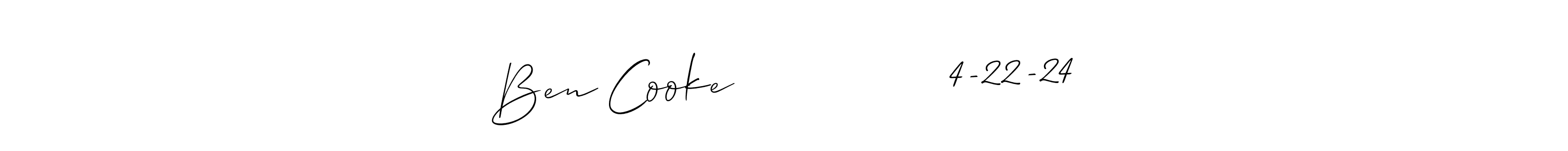 It looks lik you need a new signature style for name Ben Cooke               4-22-24. Design unique handwritten (Allison_Script) signature with our free signature maker in just a few clicks. Ben Cooke               4-22-24 signature style 2 images and pictures png