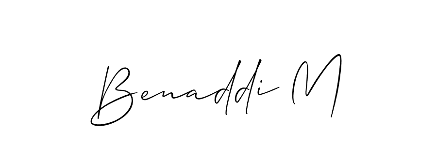 Similarly Allison_Script is the best handwritten signature design. Signature creator online .You can use it as an online autograph creator for name Benaddi M. Benaddi M signature style 2 images and pictures png