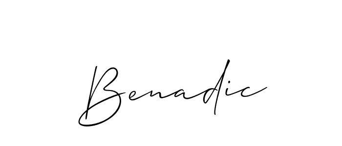 Use a signature maker to create a handwritten signature online. With this signature software, you can design (Allison_Script) your own signature for name Benadic. Benadic signature style 2 images and pictures png