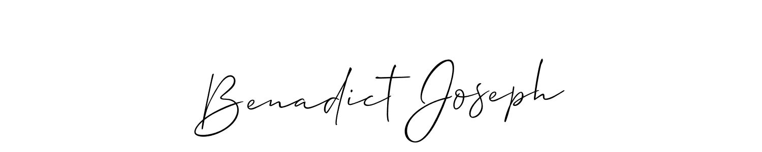 The best way (Allison_Script) to make a short signature is to pick only two or three words in your name. The name Benadict Joseph include a total of six letters. For converting this name. Benadict Joseph signature style 2 images and pictures png