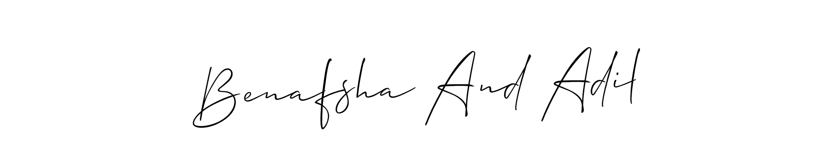 Make a beautiful signature design for name Benafsha And Adil. With this signature (Allison_Script) style, you can create a handwritten signature for free. Benafsha And Adil signature style 2 images and pictures png