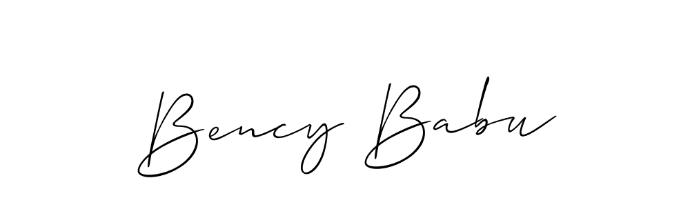 It looks lik you need a new signature style for name Bency Babu. Design unique handwritten (Allison_Script) signature with our free signature maker in just a few clicks. Bency Babu signature style 2 images and pictures png