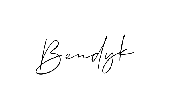 The best way (Allison_Script) to make a short signature is to pick only two or three words in your name. The name Bendyk include a total of six letters. For converting this name. Bendyk signature style 2 images and pictures png