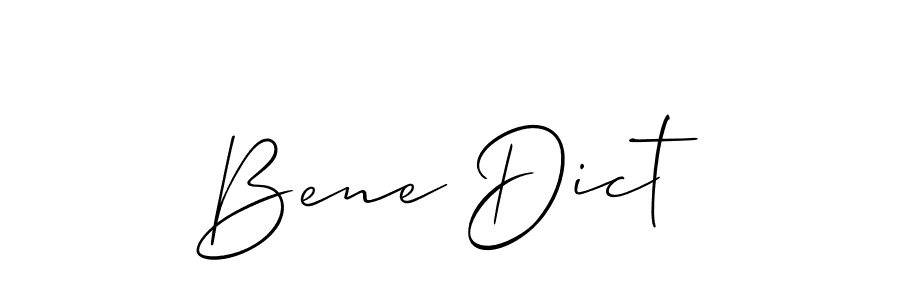 It looks lik you need a new signature style for name Bene Dict. Design unique handwritten (Allison_Script) signature with our free signature maker in just a few clicks. Bene Dict signature style 2 images and pictures png