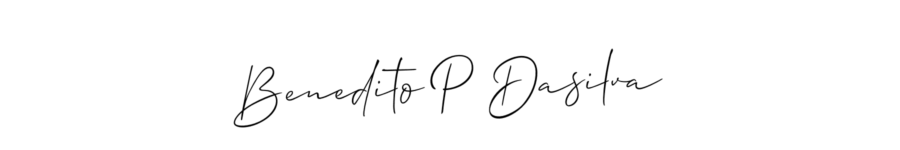 You should practise on your own different ways (Allison_Script) to write your name (Benedito P Dasilva) in signature. don't let someone else do it for you. Benedito P Dasilva signature style 2 images and pictures png