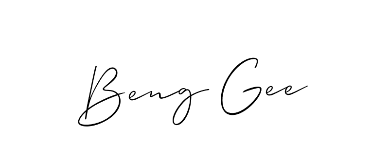 Design your own signature with our free online signature maker. With this signature software, you can create a handwritten (Allison_Script) signature for name Beng Gee. Beng Gee signature style 2 images and pictures png