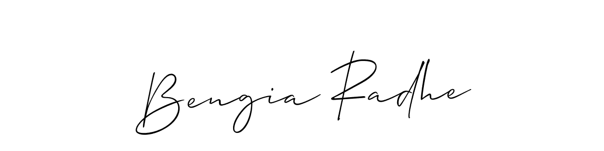 Allison_Script is a professional signature style that is perfect for those who want to add a touch of class to their signature. It is also a great choice for those who want to make their signature more unique. Get Bengia Radhe name to fancy signature for free. Bengia Radhe signature style 2 images and pictures png