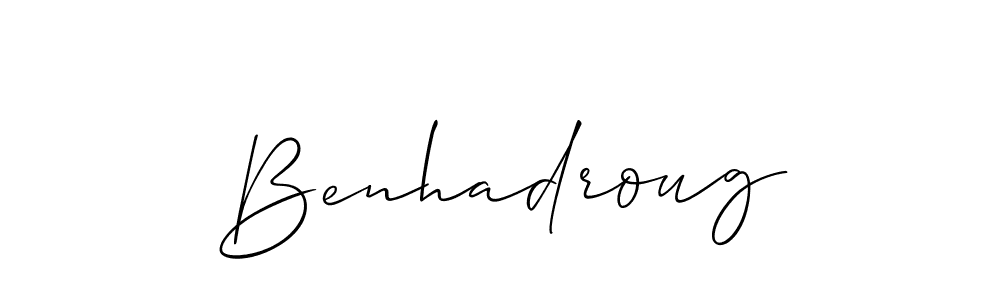 You should practise on your own different ways (Allison_Script) to write your name (Benhadroug) in signature. don't let someone else do it for you. Benhadroug signature style 2 images and pictures png
