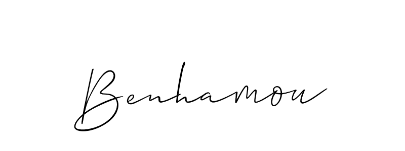 The best way (Allison_Script) to make a short signature is to pick only two or three words in your name. The name Benhamou include a total of six letters. For converting this name. Benhamou signature style 2 images and pictures png