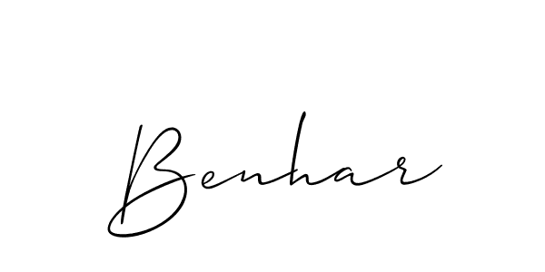 Create a beautiful signature design for name Benhar. With this signature (Allison_Script) fonts, you can make a handwritten signature for free. Benhar signature style 2 images and pictures png