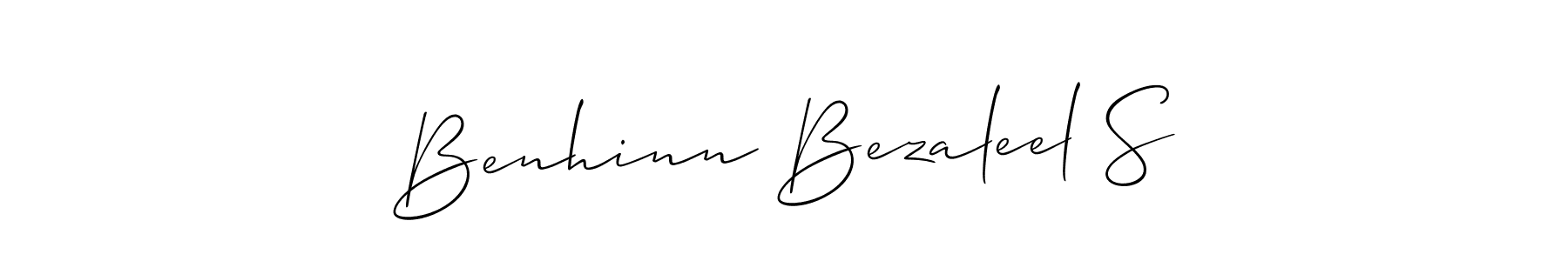 Use a signature maker to create a handwritten signature online. With this signature software, you can design (Allison_Script) your own signature for name Benhinn Bezaleel S. Benhinn Bezaleel S signature style 2 images and pictures png