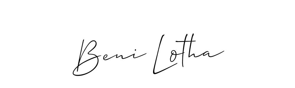 You should practise on your own different ways (Allison_Script) to write your name (Beni Lotha) in signature. don't let someone else do it for you. Beni Lotha signature style 2 images and pictures png