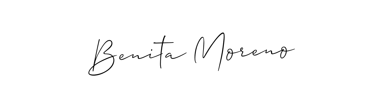 How to make Benita Moreno signature? Allison_Script is a professional autograph style. Create handwritten signature for Benita Moreno name. Benita Moreno signature style 2 images and pictures png