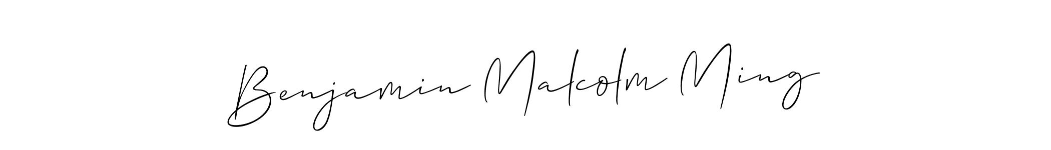 You should practise on your own different ways (Allison_Script) to write your name (Benjamin Malcolm Ming) in signature. don't let someone else do it for you. Benjamin Malcolm Ming signature style 2 images and pictures png