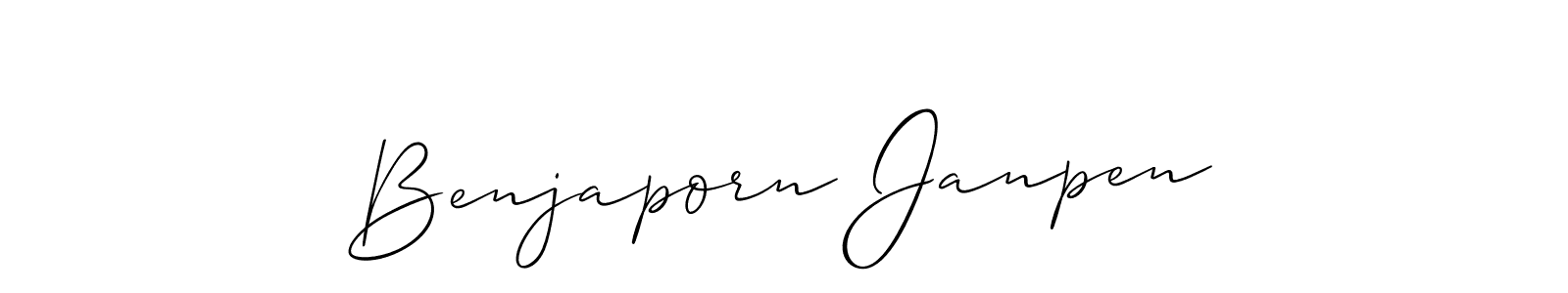 How to make Benjaporn Janpen name signature. Use Allison_Script style for creating short signs online. This is the latest handwritten sign. Benjaporn Janpen signature style 2 images and pictures png