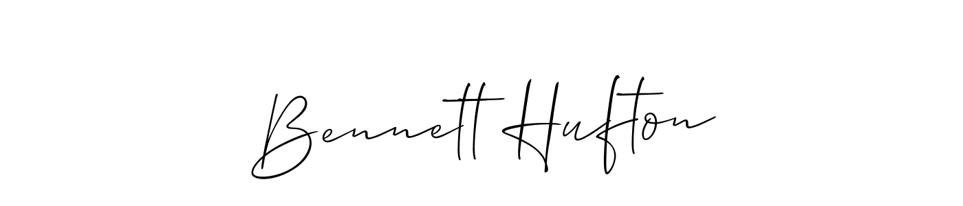 Allison_Script is a professional signature style that is perfect for those who want to add a touch of class to their signature. It is also a great choice for those who want to make their signature more unique. Get Bennett Hufton name to fancy signature for free. Bennett Hufton signature style 2 images and pictures png